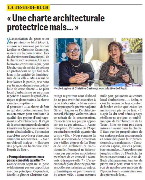 article de La Dépêche : Une charte architecturale protectrice mais...